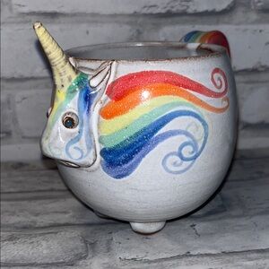 Mudworks Rainbow Unicorn pottery 16 oz coffee Mug handmade